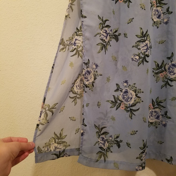 H&M Light Blue Floral Maxi Dress | Winter Formal Wedding Gown | New Years Eve - Picture 4 of 8